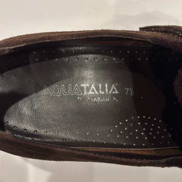 Aquatalia suede brown slide on wedge‎ loafer shoes size 7.5 - Picture 10 of 17